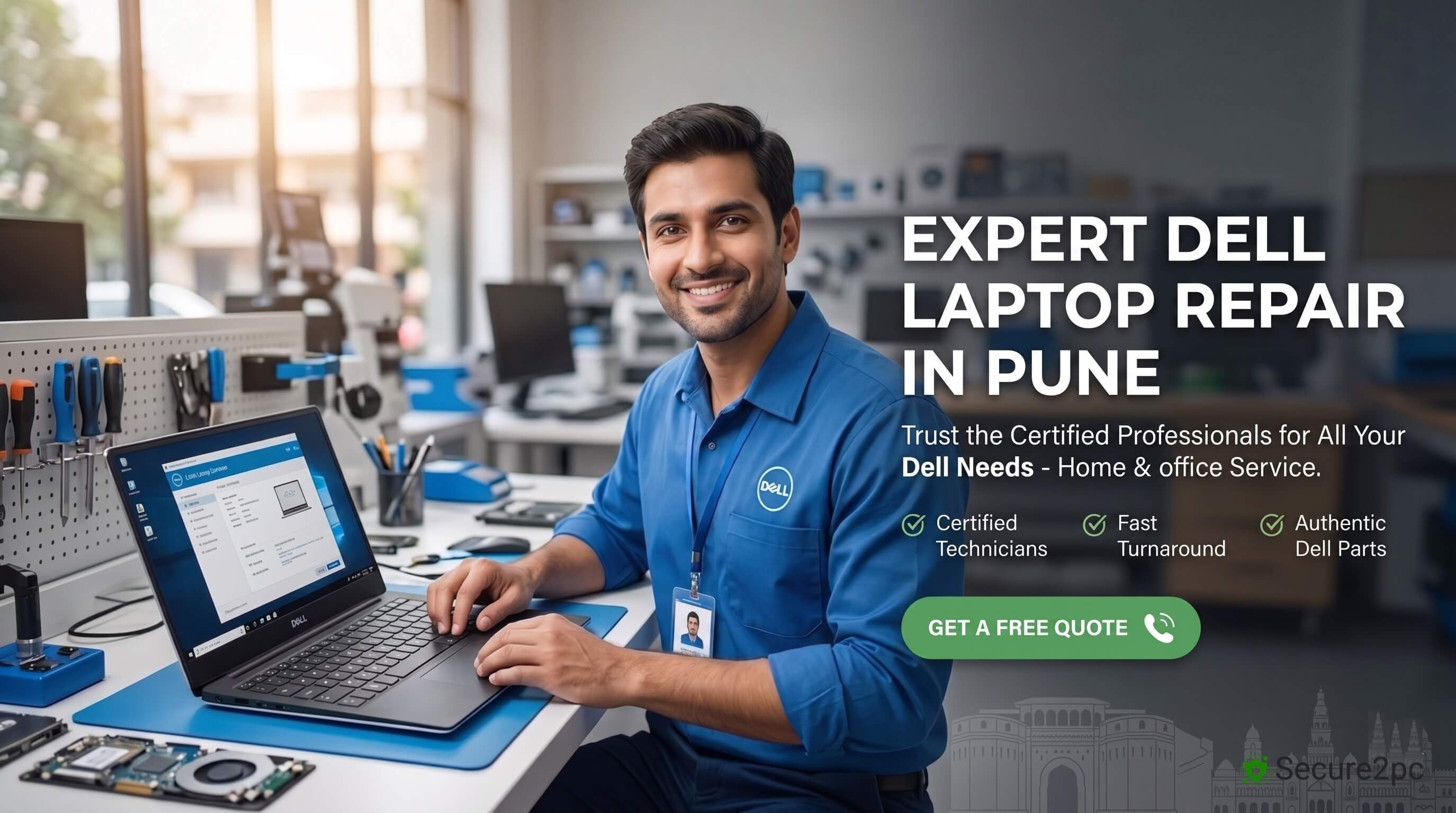 Professional Dell laptop repair service center in Pune - Secure2pc