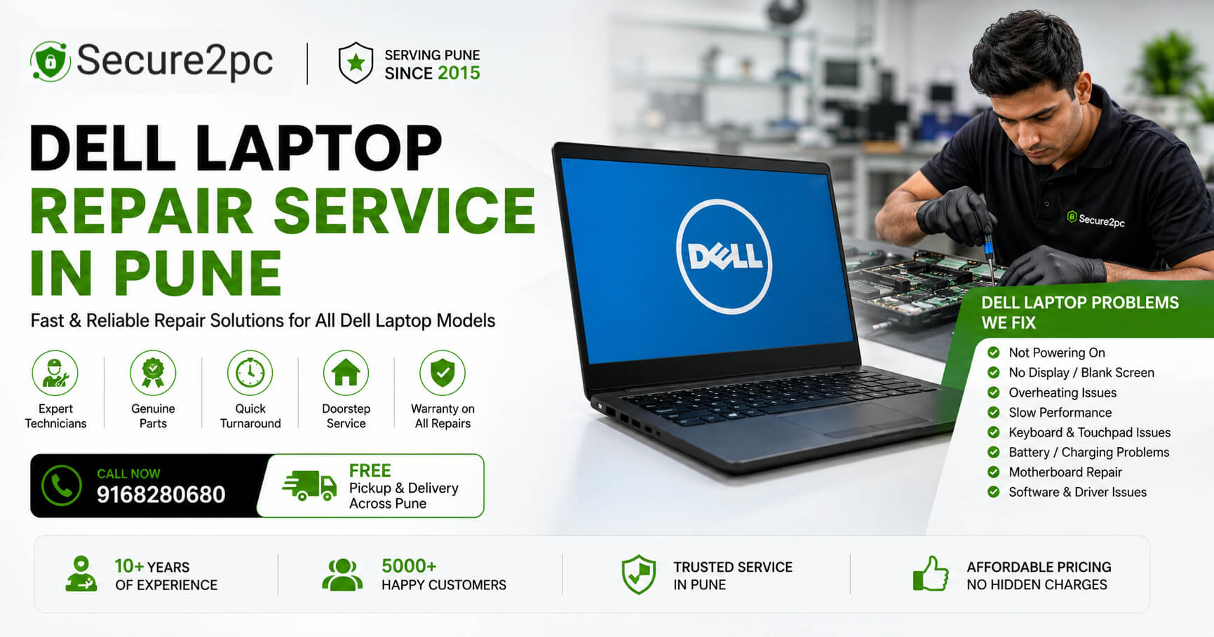 Professional Dell laptop repair service center in Pune - Secure2pc