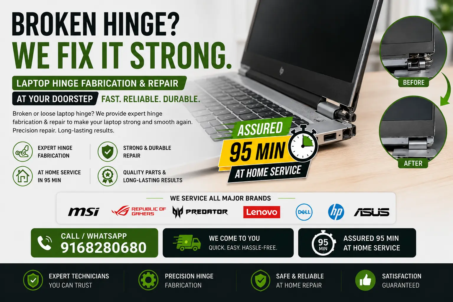 Expert laptop broken hinge repair and panel fabrication service by Secure2pc in Pune